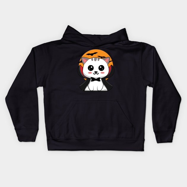 Kawaii Vampire Cat Kids Hoodie by Luna Illustration